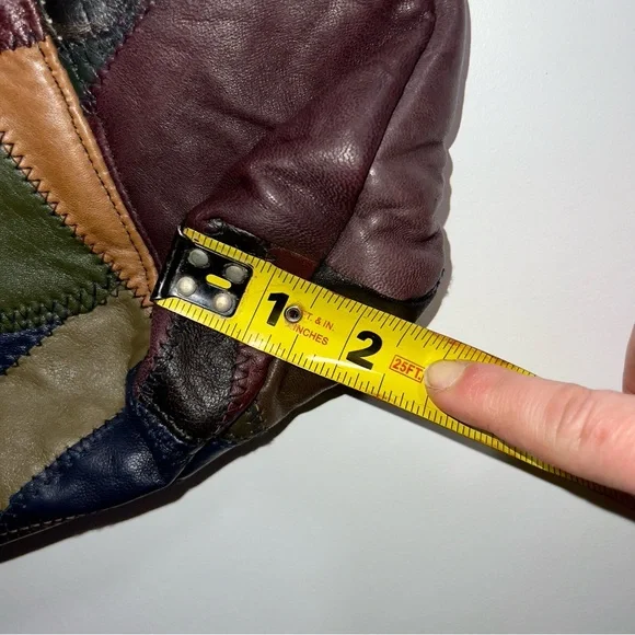 Patchwork Leather Shoulder Bag Genuine Leather Purse MultiColor Luxury Boho - Picture 15 of 16